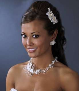 Porcelain Crystal Pearl Choker Bridal Necklace  