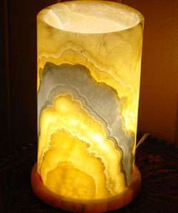 Large Alabaster Hurricane Lamp (Egypt)  