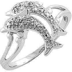   White Gold Diamond Accent Dolphin Ring (I J, I1 I2)  