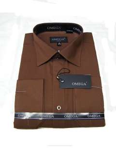 NEW WITH TAGS, OMEGA MENS BROWN LONG SLEEVE DRESS SHIRT   VARIOUS 