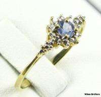 PURPLE CZ RING   Amethsyt like Clear CZ Accents 10k Yellow Gold Estate 