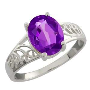  1.66 Ct Oval Purple Amethyst 10k White Gold Ring Jewelry