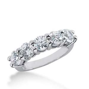 18k Gold Diamond Anniversary Wedding Ring 5 Round Brilliant Diamonds 2 