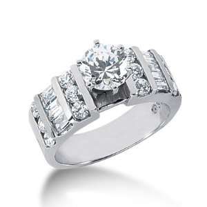  1.55 Ct Diamond Engagement Ring Baguette Channel Accent 