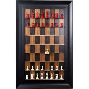  chess pieces on vertical wall hung Dark Walnut series Straight Up 