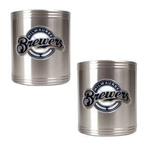  Milwaukee Brewers 2pc Stainless Steel Can Holder Set 