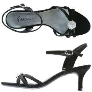 FIONI NIGHT KAYE BLACK SUEDE EVENING SANDALS SHOES 12  