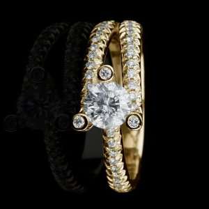  Holyland 1.6 CT REAL DIAMOND PROMISE RING 14K YG GOLD 