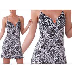 Illusion Womens Cotton Flowerprint Spaghetti Strap Nightgown 