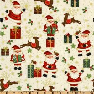  Festive Fun Santa Cream Fabric By The Yard Arts, Crafts 
