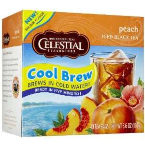 Celestial Seasonings Peach Cool Brew Iced Black Tea Bags, 40 ct