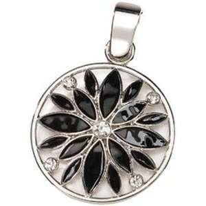  Magnetic Clasp Clip On Pendant Flower Circle Silver Arts 