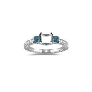 0.48 Cts Blue & White Diamond Ring Setting in 14K White 