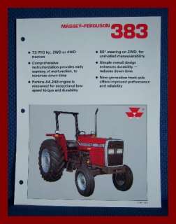 Massey Ferguson 383 Tractor Specifications Brochure  