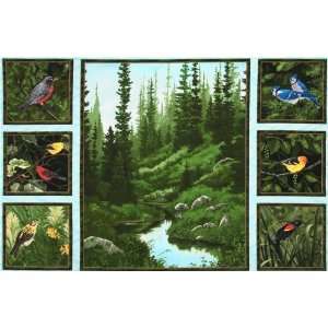  45 Wide Natures Song Song Bird Panel Multi Fabric By 
