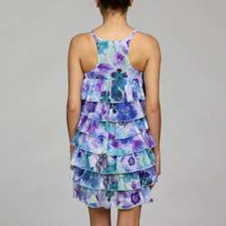 Argenti Womens Ruffled Sleeveless Floral Dress  