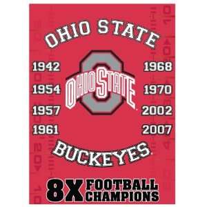  Ohio State Buckeyes 8X National Football Champions Blanket 
