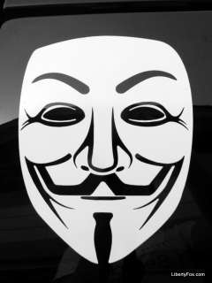 Car Window Decal  Anonymous Mask  Guy Fawkes  V for Vendetta  Bumper 