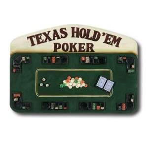  Hand Carved Texas Holdem Poker Sign