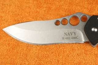 New NAVY Monolock Stonewashed Blade Folding Knife K602  