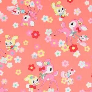  orange Japanese fabric deer squirrel bunnies (Sold in 