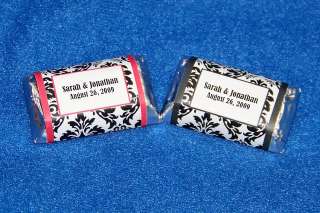 120 Personalized Damask Wedding Miniature Candy Wrapper  