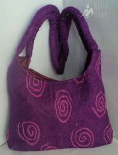 Tie dye Spiral Purple Felt Handmade Shoulder Bag  