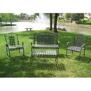  Wrought Iron Settee Group Loveseat, chairs & coffee table 