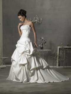 New White Ivory Satin Wedding Dress Size 8 10 12 14 16  