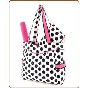  Quilted Large Polka Dots 3Pc End Pockets Diaper Bag White 