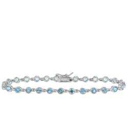 Sterling Silver Blue Topaz Tennis Bracelet  