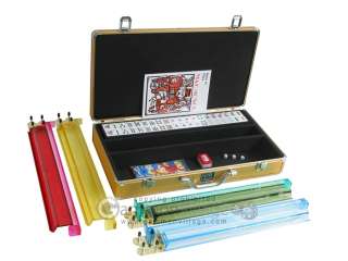 American Mahjong Set   GOLDEN Aluminum Case   White Tiles, Pushers 