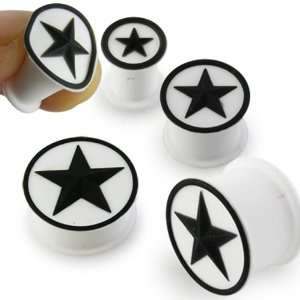  Embossed Black Star Silicon Ear Plug Jewelry