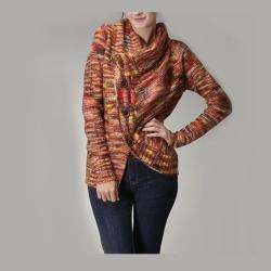 Tabeez Womens Rust Space Dye Cowlneck Sweater  