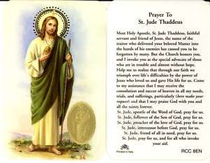 St. Jude Thaddeus Prayer Card (RCC 8E)  