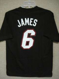 Lebron James Miami Heat Black Name & Number T Shirt MEDIUM  