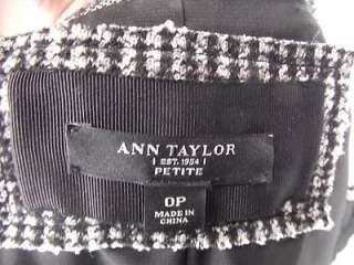 ANN TAYLOR Petite Black & White Lace Blazer Jacket 0P 0 XXS Office 