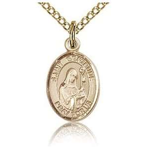  Gold Filled 1/2in St Gertrude Charm & 18in Chain Jewelry