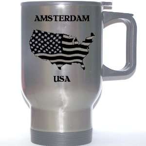  US Flag   Amsterdam, New York (NY) Stainless Steel Mug 