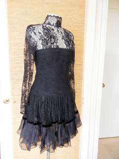 VALENTINO Dress vintage 6 gorgeous dtls lace rouching  