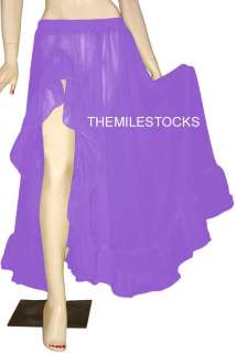 TMS Ruffle Slit Full Circle Skirt Belly Dance 25 Colors  