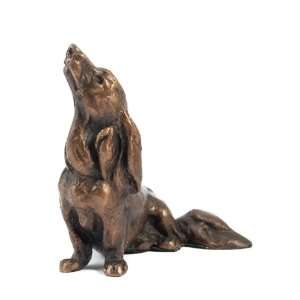 Long Haired Dachshund Solid Cast Bronze Sculpture 