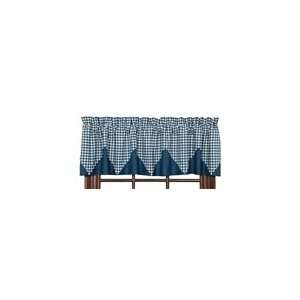 Soldier Blue Check Valance Layered Lined 16x72 