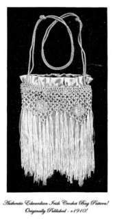 Gibson Girl IRISH CROCHET Purse Pattern Handbag Bag1910  