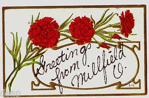c1910 MILLFIELD Athens Ohio Greetings Postcard COAL MINE DISASTER 