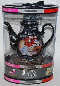 Disney Parks Alice in Wonderland Ceramic Teapot and Tea Gift Set NEW 