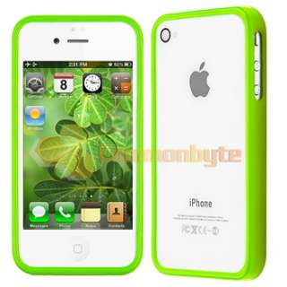   Green Shinny TPU Rubber Case Cover+PRIVACY Protector for iPhone 4 G 4S
