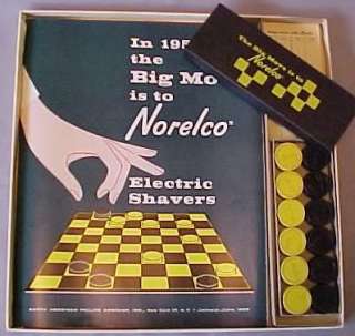 NORELCO ELECTRIC SHAVER 1959 CHECKER SET ADVERTISING  