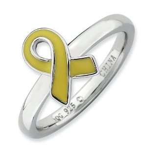   Stackable Expressions Yellow Enameled Awareness Ribbon Ring Size 6