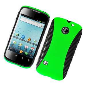 Green/Blk HYBRID TPU Cricket HUAWEI Ascend II 2 M865 Phone Hard Case 